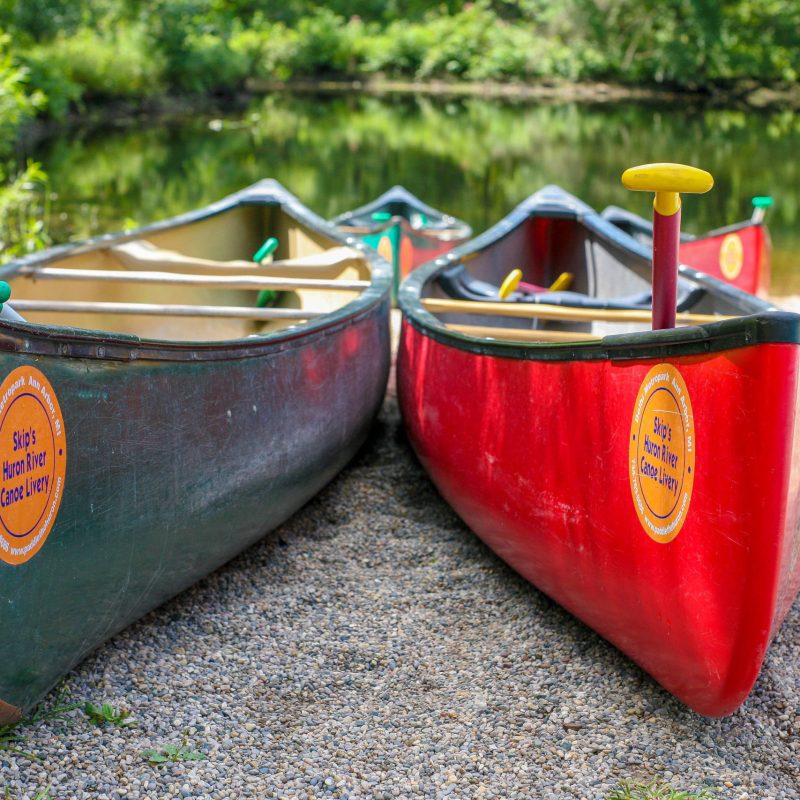 a small boat sitting in the grass